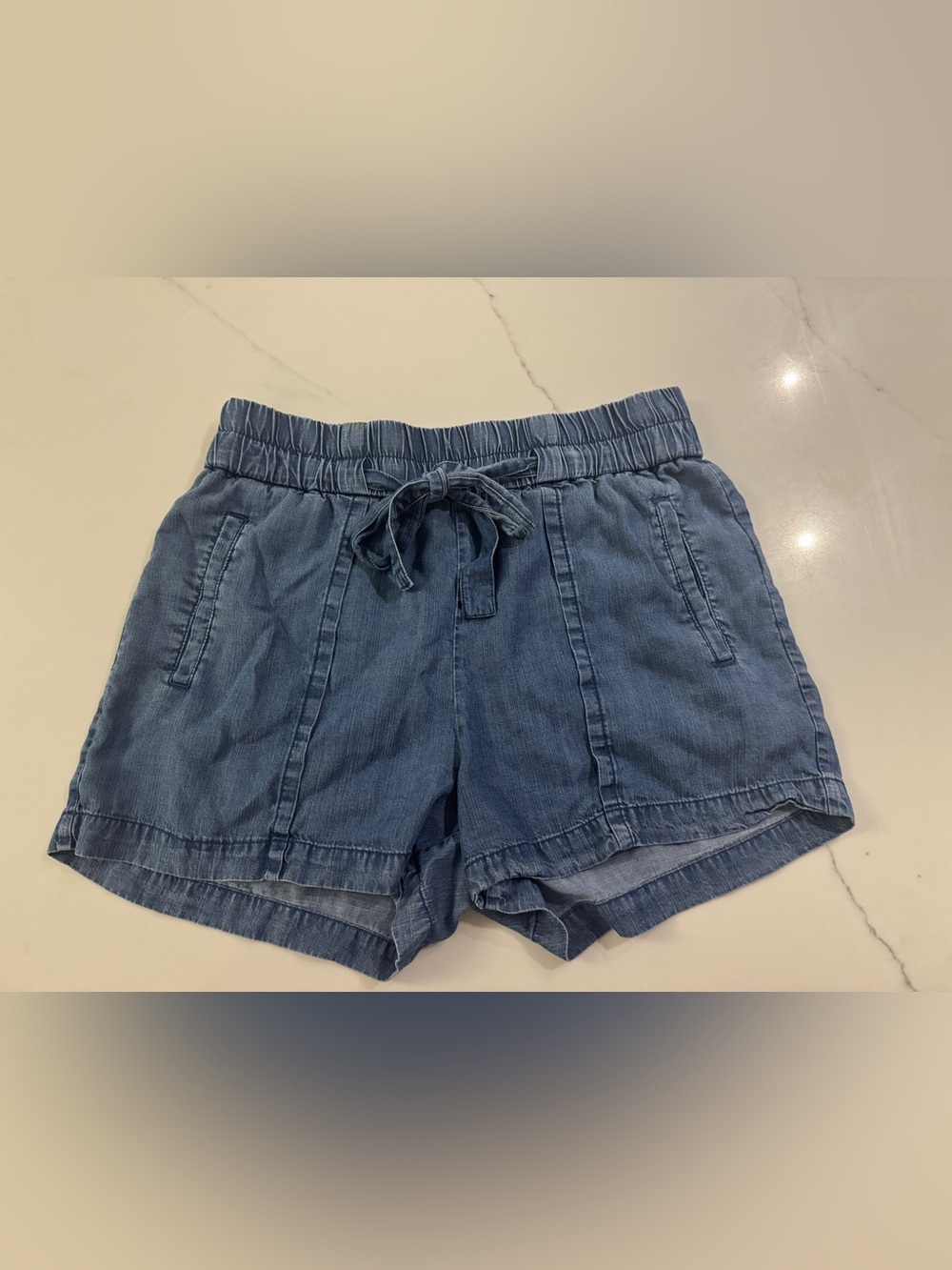 Dynamite Chambray elastic Drawstring Shorts - Blue